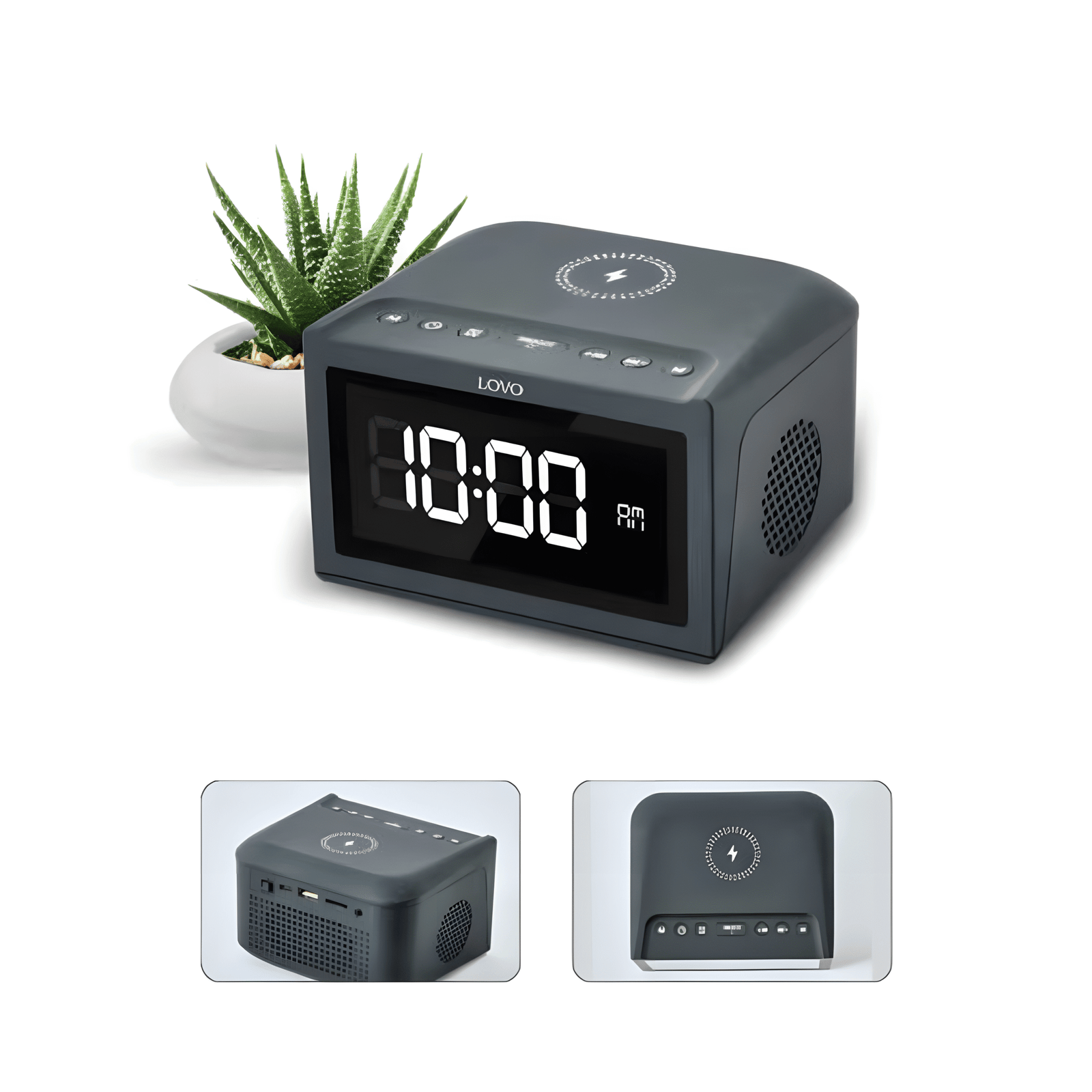 LovoUK Bluetooth Alarm Clock Speaker – Dual Alarms, FM Radio, Hands-Free Calling & 5W Dual Speakers with Rechargeable Battery