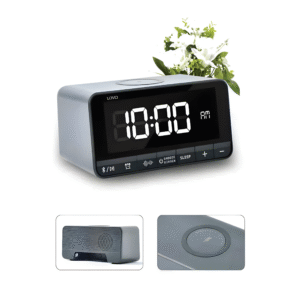 LovoUK Bluetooth Alarm Clock with 15W Wireless Charger, White Noise, USB & Type-C Ports, Backup Battery & LED Display