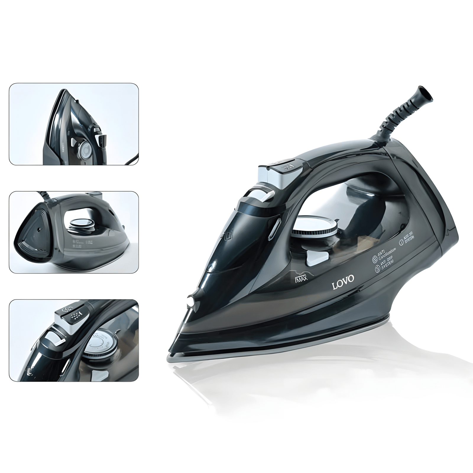 LovoUK LV-HS-05-BLK 1800W Steam Iron – Ceramic Soleplate, Auto Shut-Off