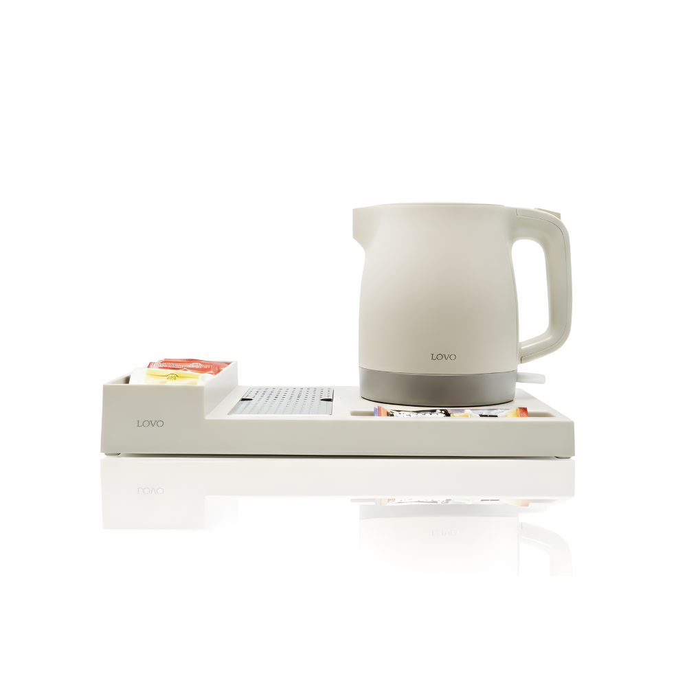 LovoUK 1L Matte Khaki Electric Kettle with P-Type Tray | 1600W Stainless |Steel