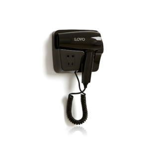 LovoUK Wall Mounted Hair Dryer – 1600W Power, 3 Speed Settings & Built-in Shaver Socket