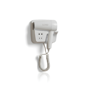 LovoUK Wall Mounted Hair Dryer – 1600W Power, 3 Speed Settings & Dual 220V Shaver Sockets