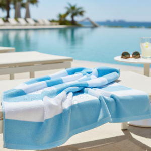 Pool Towel -Sky Blue & White Stripe